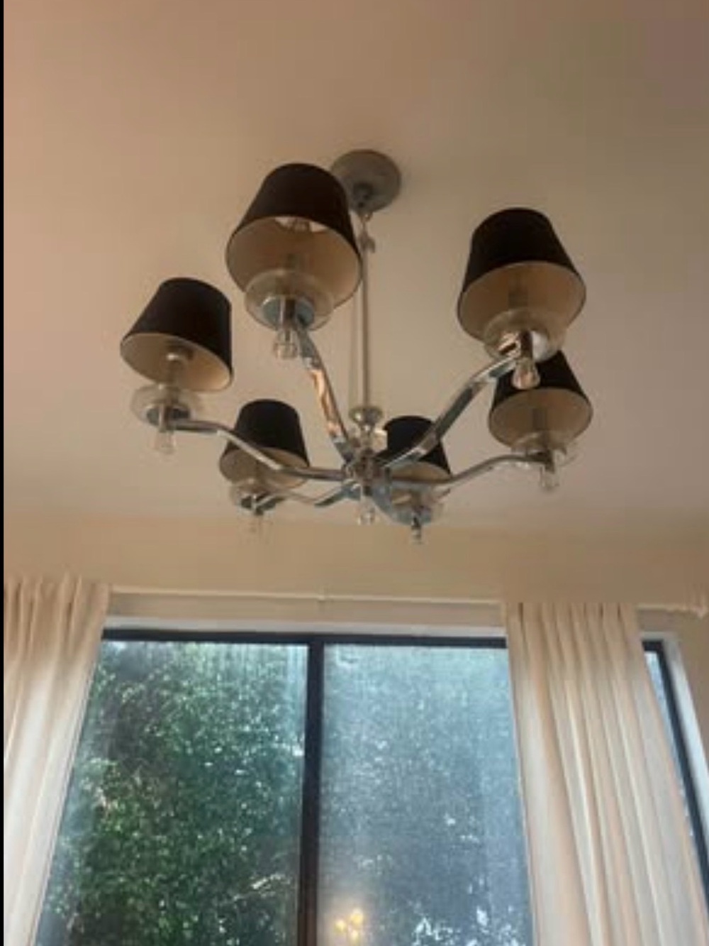 MCM Black & Silver Chandelier with 6 Lights